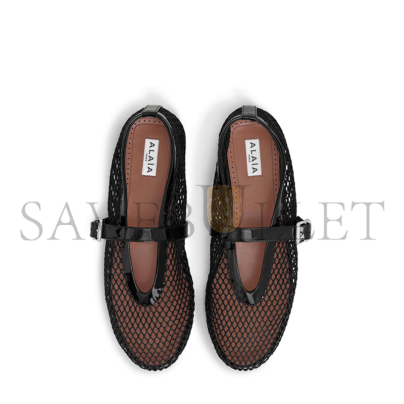 ALAÏA BALLET FLATS IN FISHNET AA3A029TK007 - 999